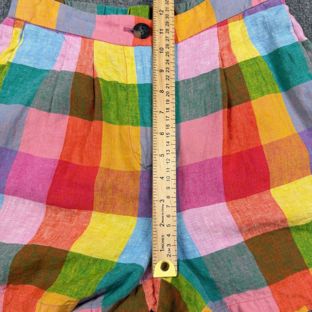 Boden Red Gingham Dulwich 100% Linen Shorts Size 4 Colorful Preppy Summer - Picture 8 of 8